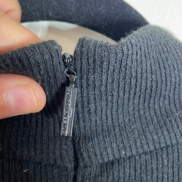 Karl Lagerfeld mock neck knit midi sweater dress herringbone print skirt size 14 - Picture 10 of 10